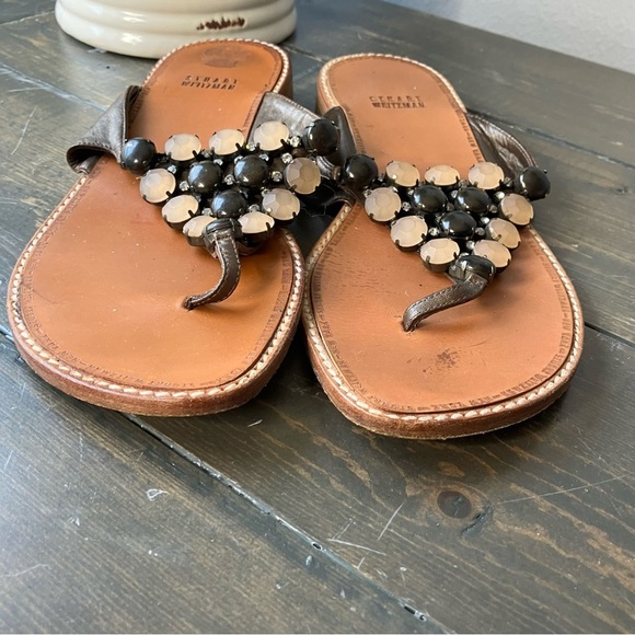 stuart weitzman Sandals 8.5 Thong Summer Slip-on Casual Women’s beaded - Picture 7 of 10